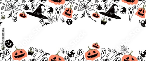 Halloween seamless pumpkins and witch hat and ghost pattern for fabrics and wrapping paper and clothes print