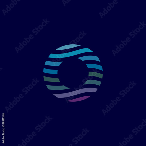 Letter o logo, ocean color vector design image