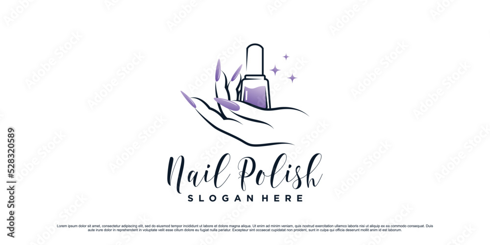 Nail polish logo design template for manicure studio with unique concept Premium Vector