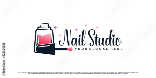 Nail polish logo design template for manicure studio with unique concept Premium Vector