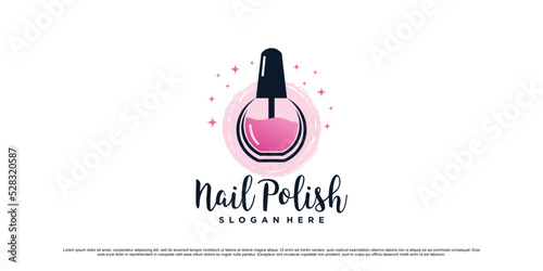 Nail polish logo design template for manicure studio with unique concept Premium Vector
