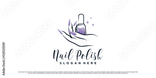 Nail polish logo design template for manicure studio with unique concept Premium Vector