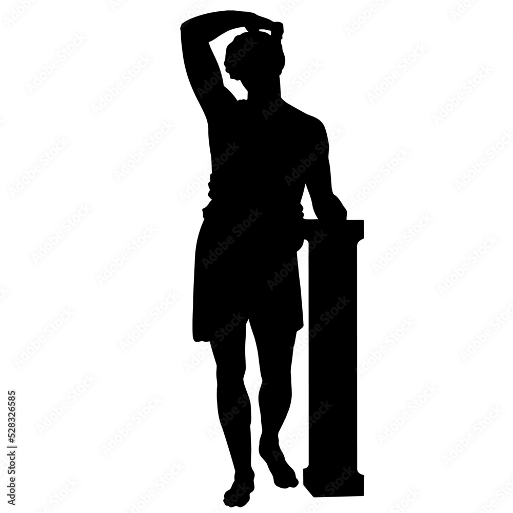 Fototapeta premium Vector illustration of antique statue of standing woman. Black silhouette of ancient greek sculpture.