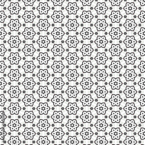 Geometric Black White Floral Shape Texture Background Wallpaper Fashion Fabric Cloth Textile Tile Wrapping Paper Decorative Element Interior Graphic Architech Design Pattern