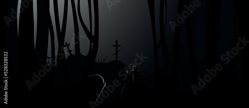 Halloween background with una in graveyard