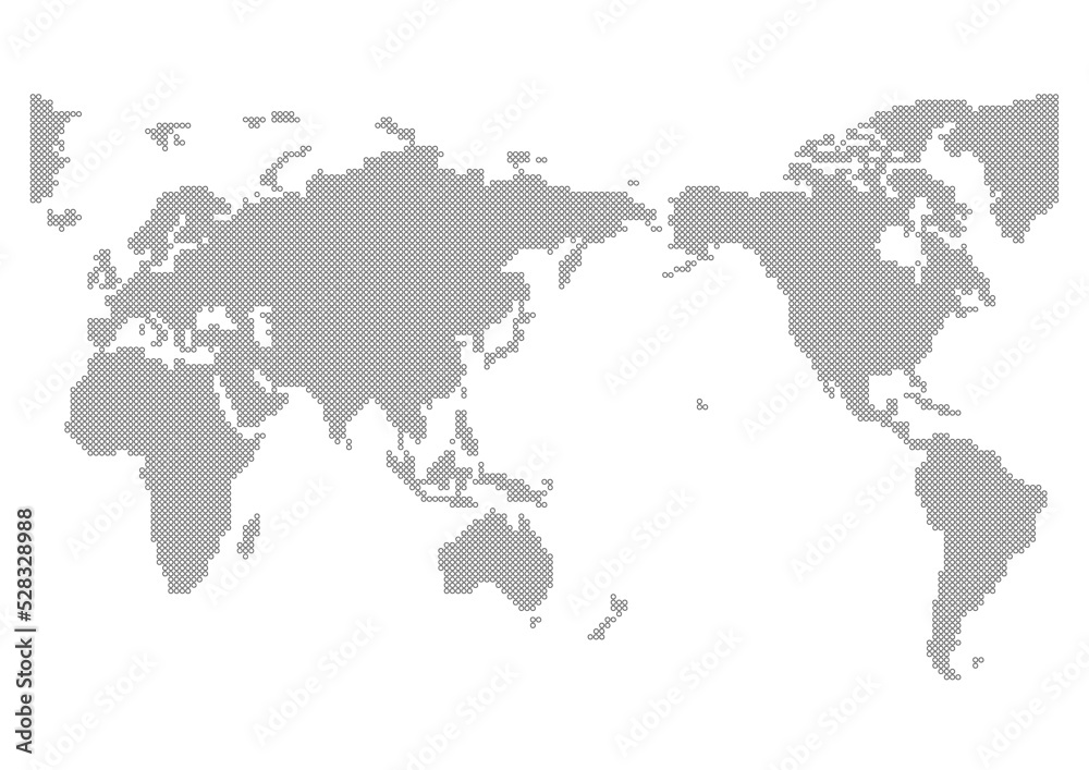 Fototapeta premium 世界地図(ドット)白
