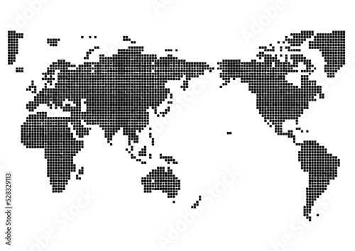 世界地図（スクエアドット）黒