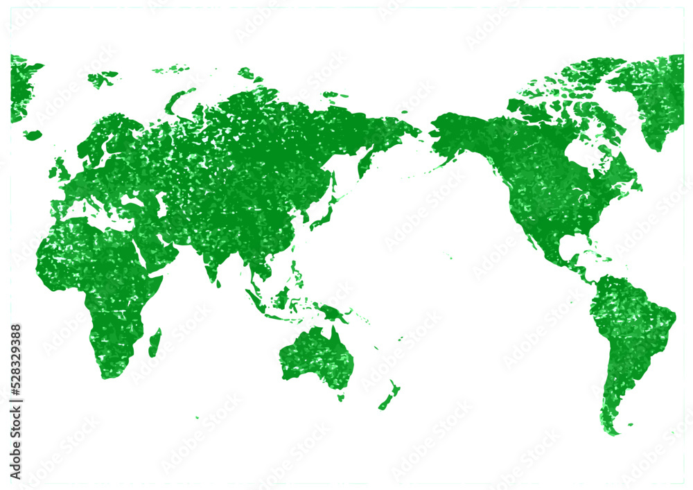 世界地図（版画）緑