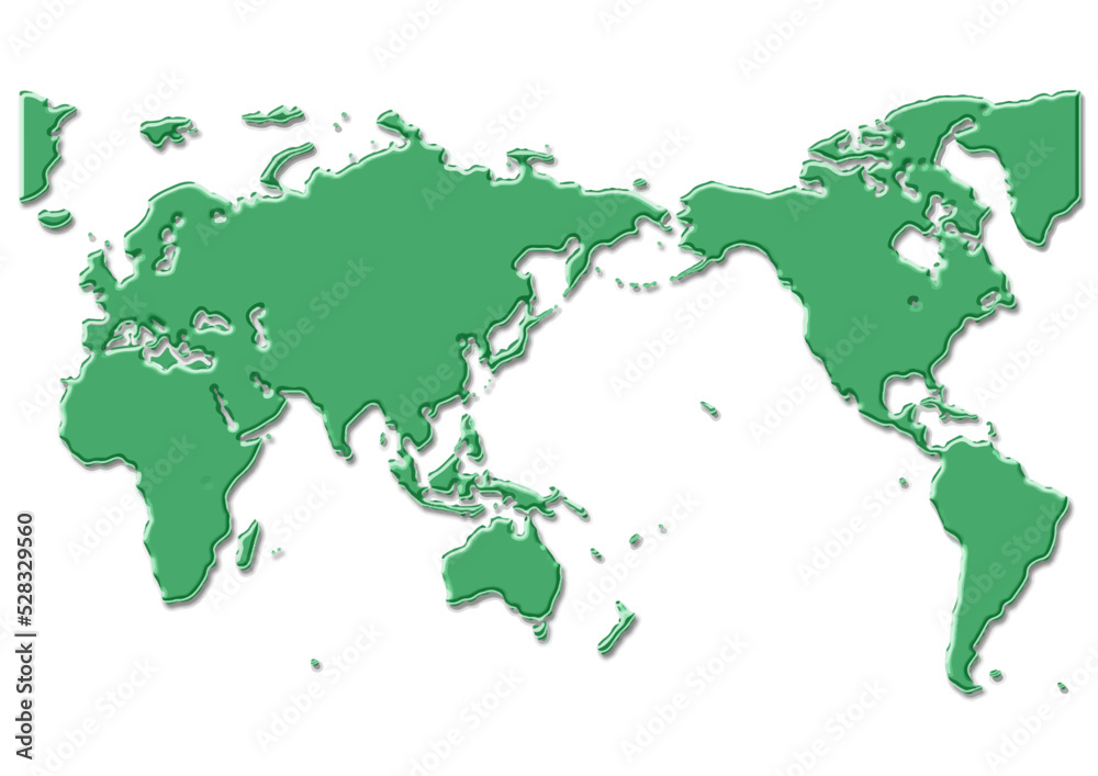 世界地図（金属板）グリーン