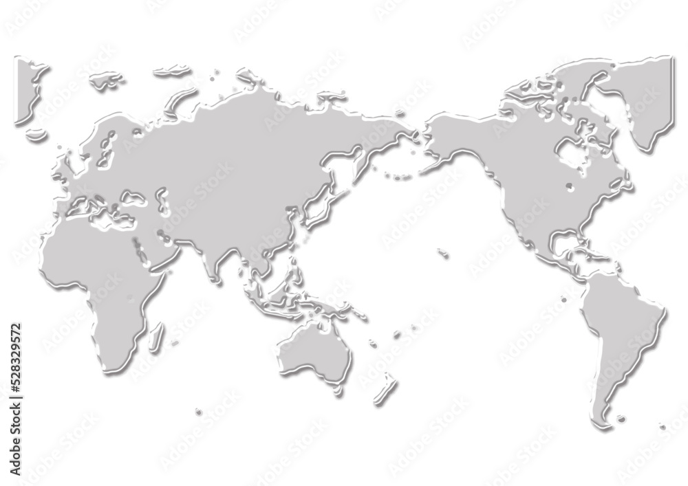 世界地図（金属板）ライトグレー