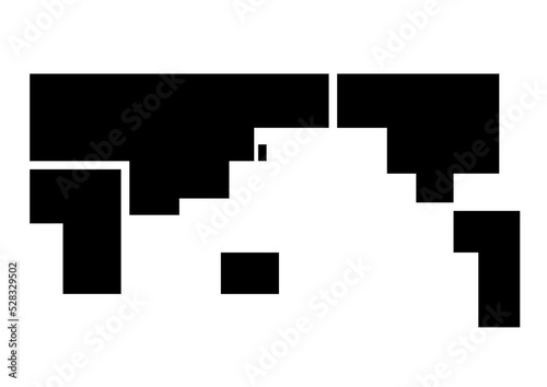 世界地図（簡易四角）ブラック