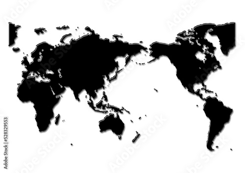 世界地図（金属板）ブラック