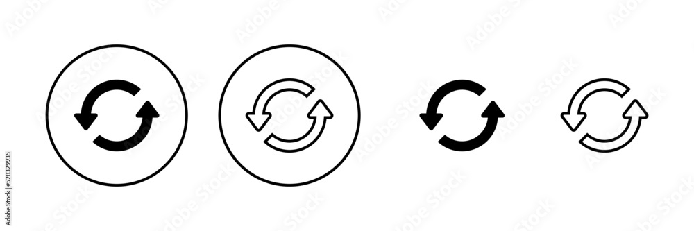 Refresh icon vector. Reload sign and symbol. Update icon. Refresh icon vector. Reload sign and symbol. Update icon.