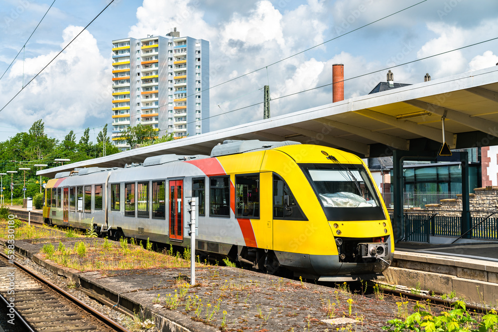Railcar at Bad Homburg Station near Frankfurt in Germany