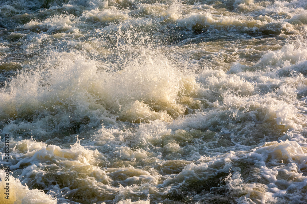 Rushing Water At The Dam On Fox River At De Pere, Wisconsin