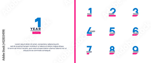 set of anniversary logotype colorful color on white background for celebration moment