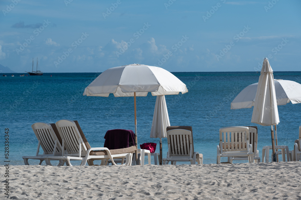 Life on the beach at Philipsburg, the capital town of the Dutch Caribbean island of Sint Maarten