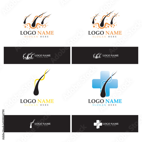Hair treatment logo hair transplantation logo,removal logo vector image design illustration