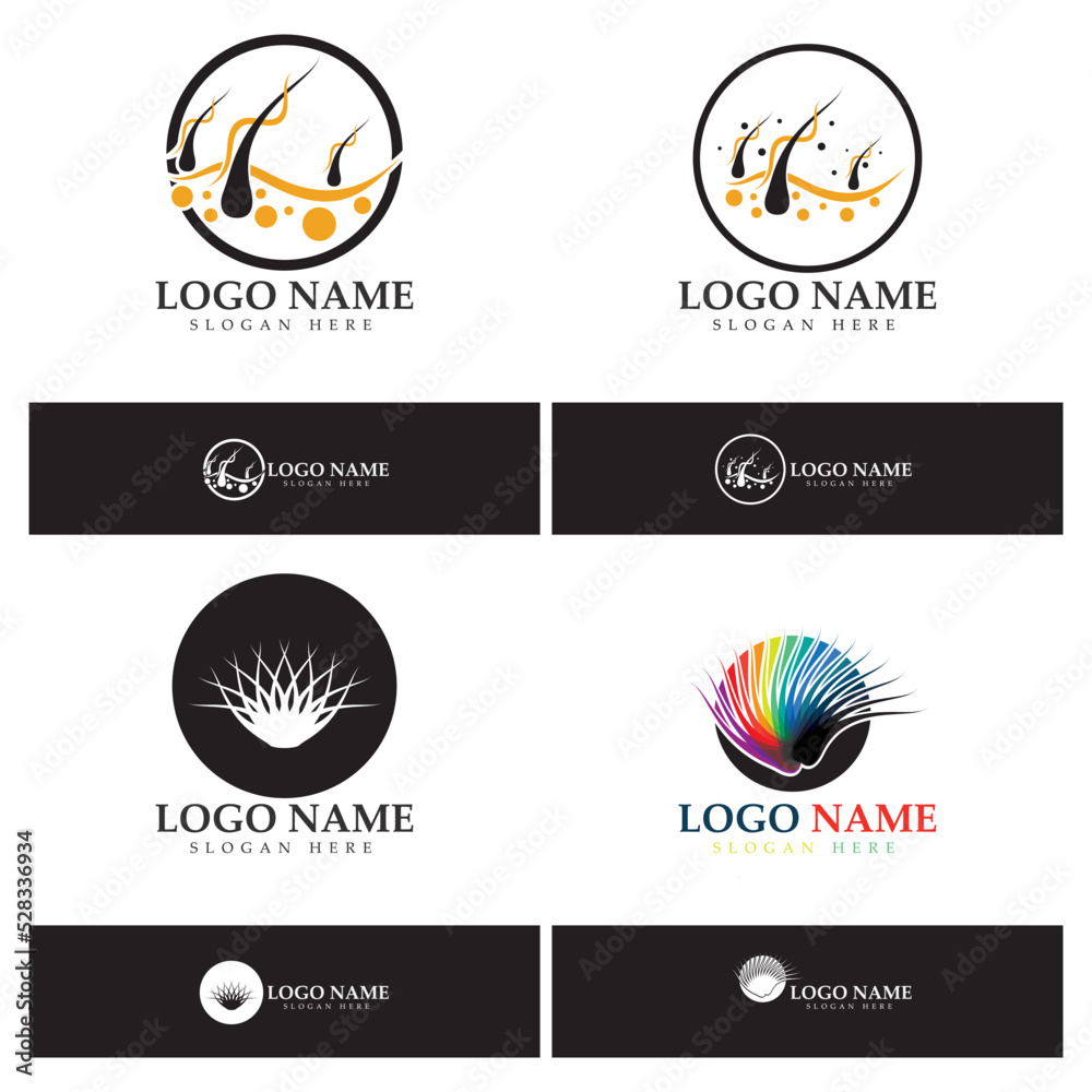 Naklejka premium Hair treatment logo hair transplantation logo,removal logo vector image design illustration