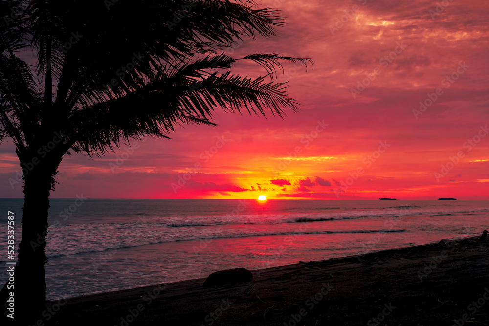 Beautiful beach sunset panorama