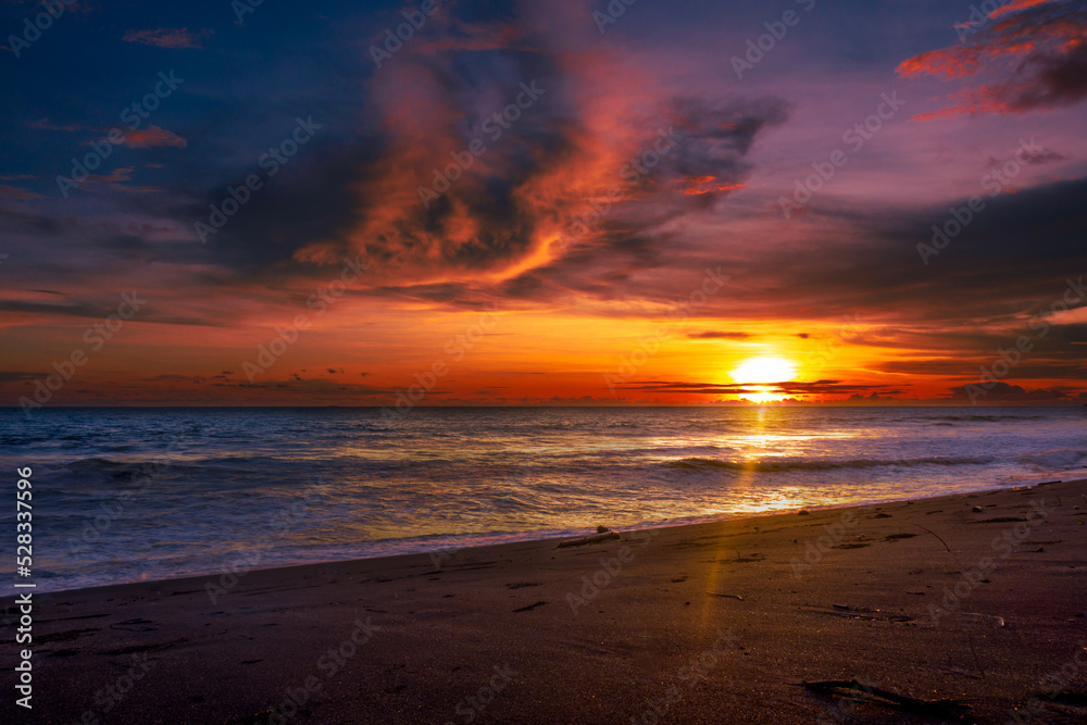 Beautiful sunset in beach landscape