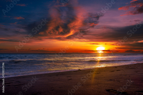 Beautiful sunset in beach landscape