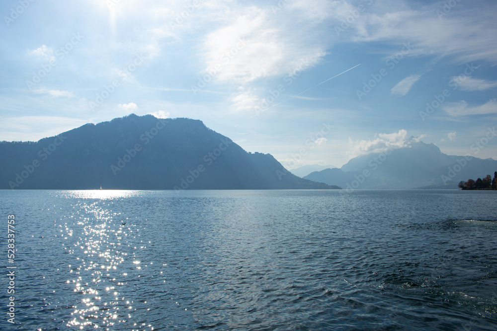 Morning view at Lake Brienz, Switzerland Morning view at Lake Brienz, Switzerland