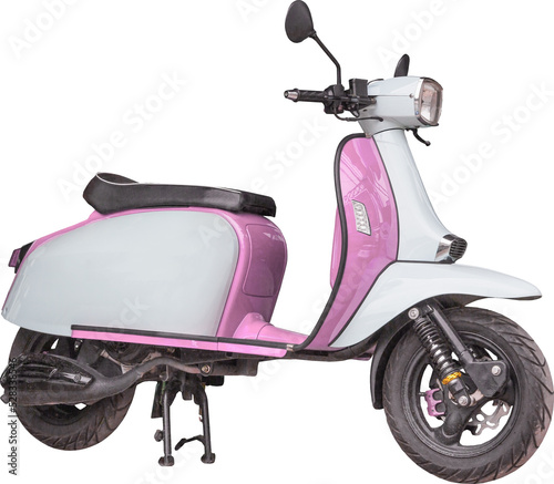 Pink and white motorcycle