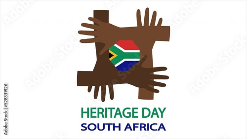 Heritage day south africa hands and flag, art video illustration. photo
