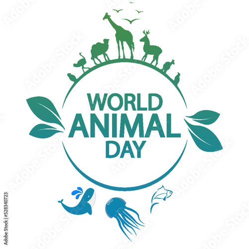 World Animal Day October 4 logo, vector art illustration.