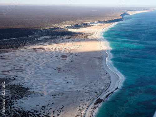 Long aerial view along South Australian coastline