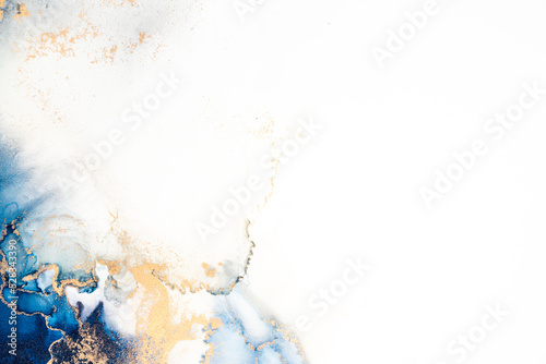 Marble ink abstract art from exquisite original painting for abstract background . Painting was painted on high quality paper texture to create smooth marble background pattern of ombre alcohol ink . photo