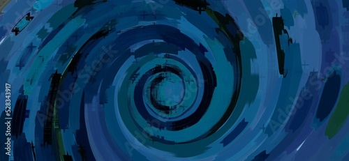 Blue rotating abstract watercolor background. Blue green funnel abstract watercolor background. Suitable for book cover, template, presentation background, backdrop, poster, and flyer.