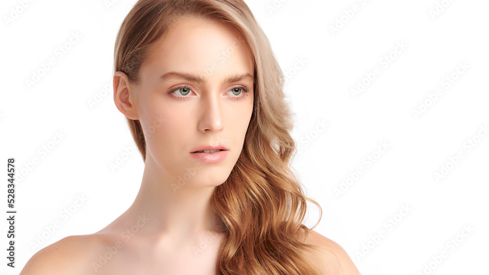 Beautiful young asian woman with clean fresh skin on white background, Face care, Facial treatment, Cosmetology, beauty and spa, Asian women portrait.