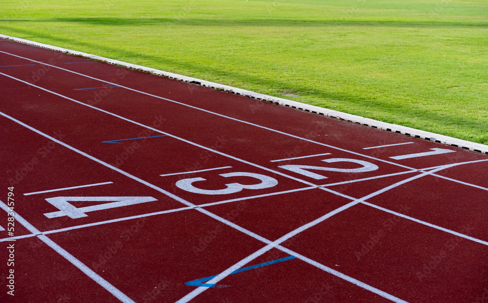 Athletics Track Lane Numbers and grass