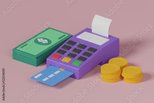 Payment option 3d illustration. Cashless payment 3d illustration.