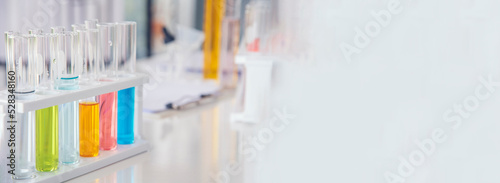 Bild auf Leinwand Banner Science chemistry glass tubes object on lab background