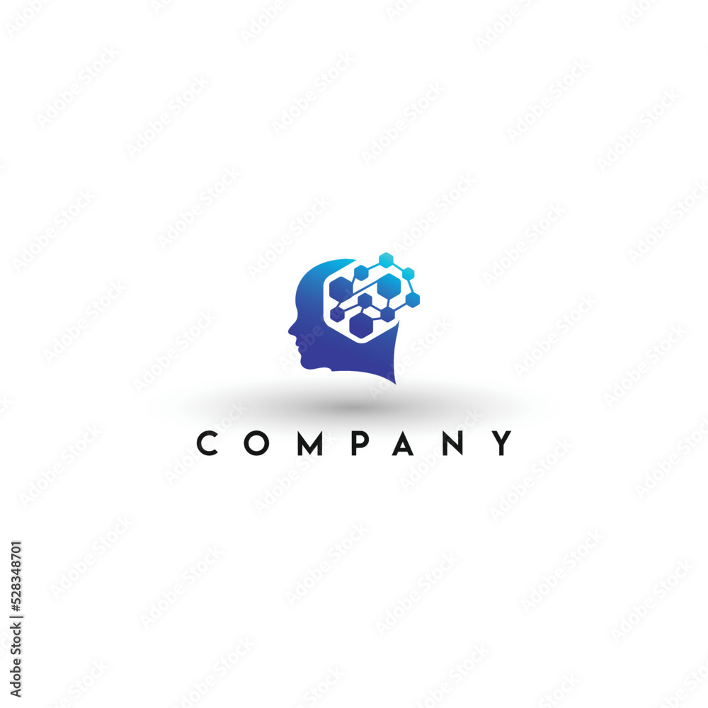Virtual human box builder logo brain logo