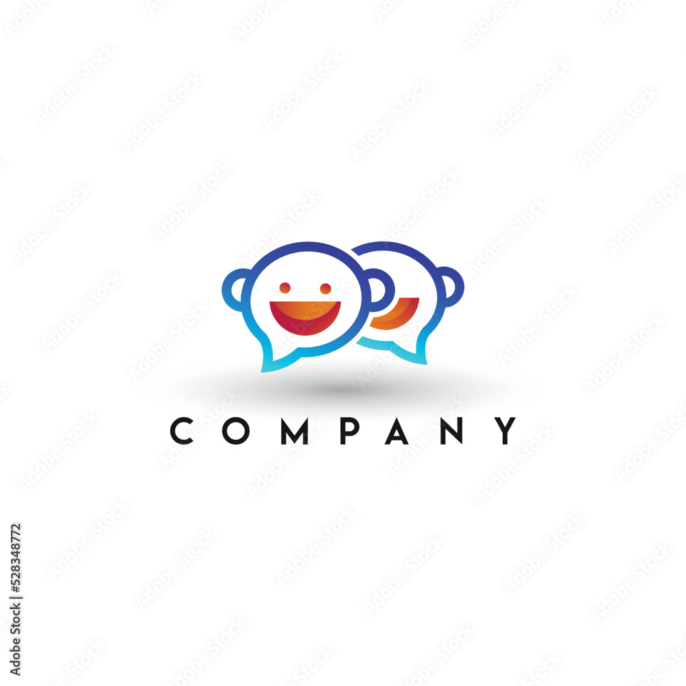 Creative modern smile face with bubble talk sign vector logo Creative modern smile face with bubble talk sign vector logo