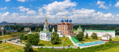 Panoramic view of Ryazan Kremlin on sunny summer day. Ryazan Oblast, Russia. photo