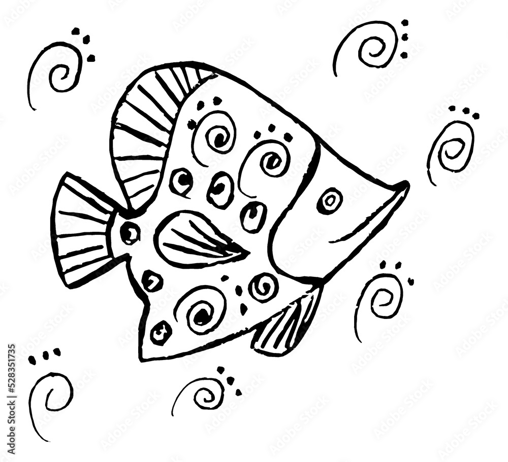 Abstract black fish on a white background