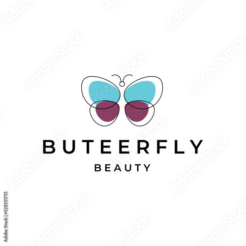 butterfly logo vector line art icon design illustration
