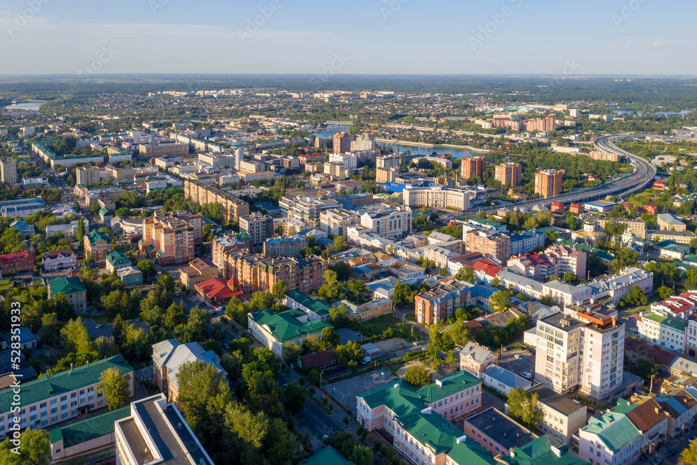 Aerial view of Penza town on sunny summer day, Russia.