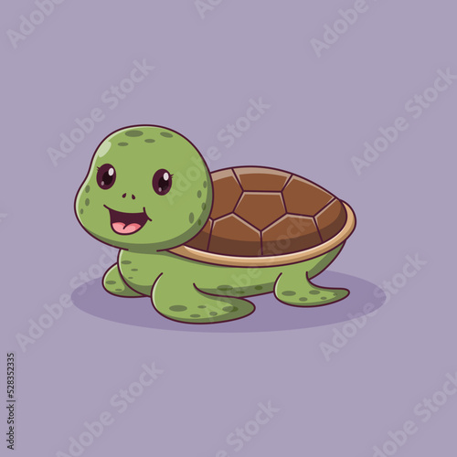 Cute Turtle Cartoon Swimming. Turtle Icon Concept. Flat Cartoon Style. Suitable for Web Landing Page, Banner, Flyer, Sticker, Card