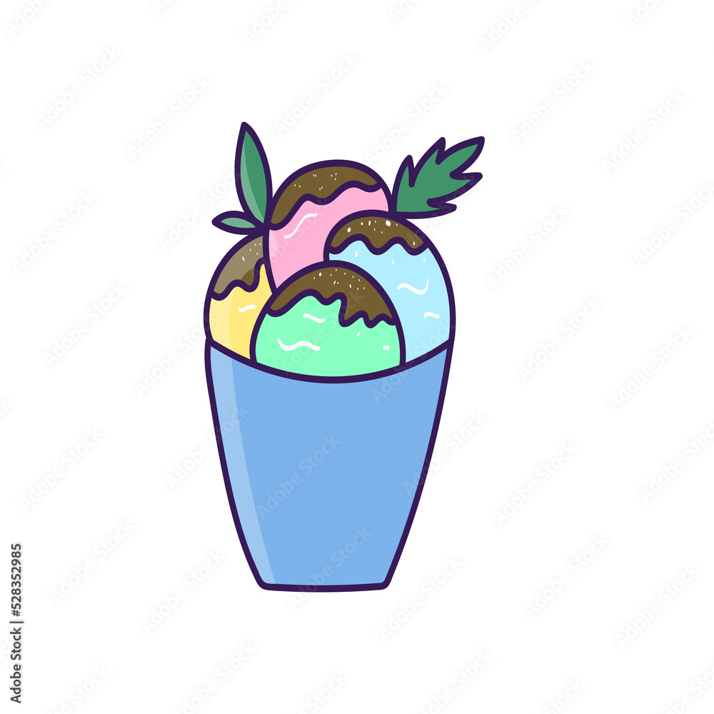 Ice cream in summer hand drawn. isolated background illustration Ice cream in summer hand drawn. isolated background illustration