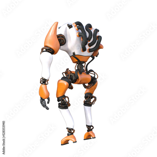 Cartoon roboter. Character for collages, Clipart, photobashing. 3d rendering illustration PNG.