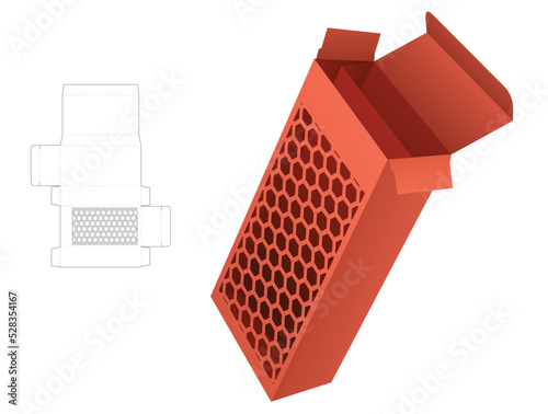 packaging box die cut template and 3D mockup
