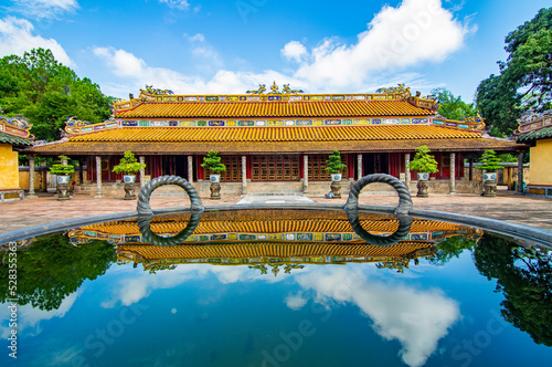 View of Hue Citadel and view of Hue city, Vietnam. Emperor palace complex, Hue Province, Vietnam photo