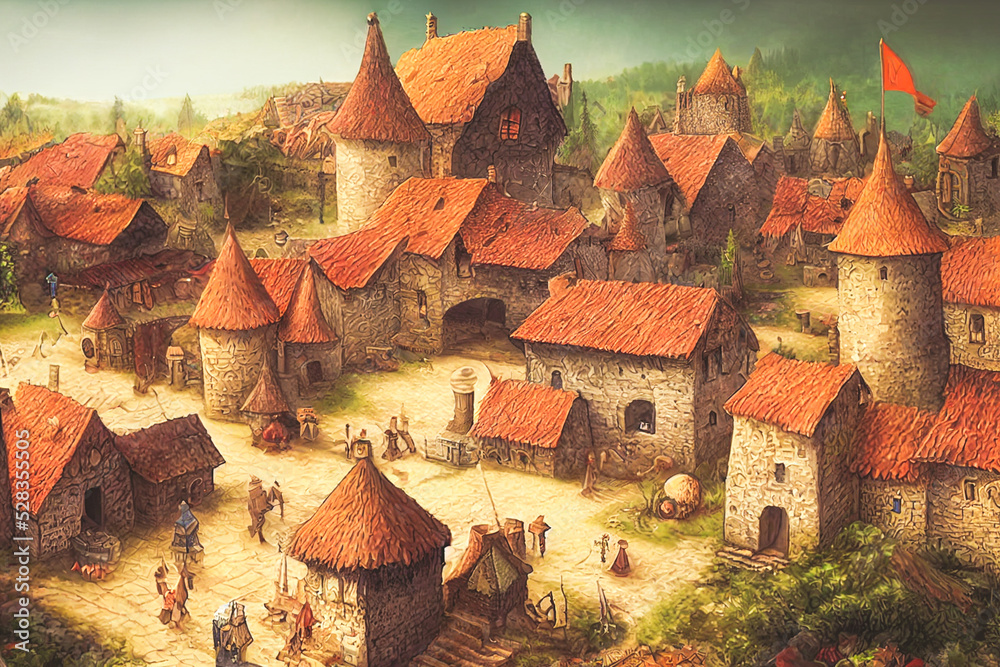 Medieval Village Art