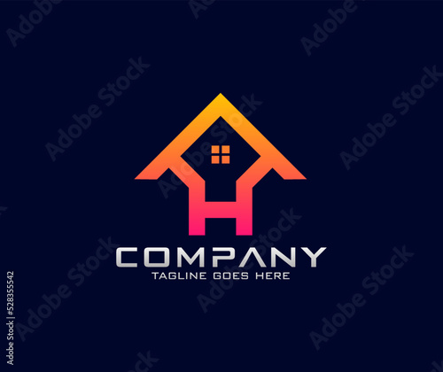 Real state House Modern letter H Logo Design